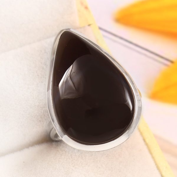 Black Onyx Size US 12 925 Sterling Silver Ring (REXT87-87)
