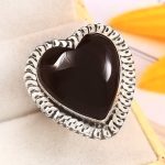 Black Onyx Size US 11 925 Sterling Silver Ring (REXT87-48)