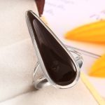 Black Onyx Size US 9 925 Sterling Silver Ring (REXT87-75)
