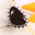 Black Onyx Size US 10 925 Sterling Silver Ring (REXT87-39)
