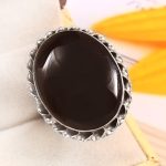 Black Onyx Size US 10 925 Sterling Silver Ring (REXT87-40)