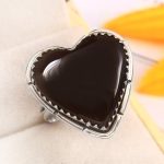 Black Onyx Size US 12 925 Sterling Silver Ring (REXT87-58)