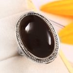 Black Onyx Size US 10 925 Sterling Silver Ring (REXT87-41)