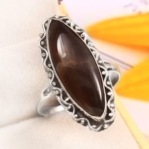 Coffee Moonstone Size US 12 925 Sterling Silver Ring (REXT87-96)