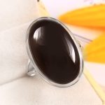 Black Onyx Size US 8 925 Sterling Silver Ring (REXT87-78)