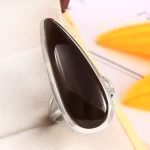 Black Onyx Size US 5 925 Sterling Silver Ring (REXT87-93)