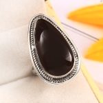 Black Onyx Size US 7 925 Sterling Silver Ring (REXT87-13)