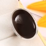Black Onyx Size US 7 925 Sterling Silver Ring (REXT87-88)