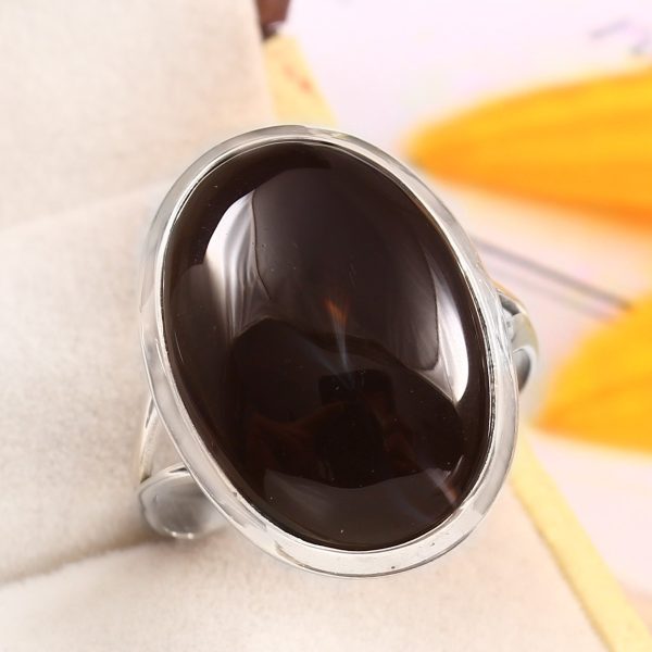 Black Onyx Size US 12 925 Sterling Silver Ring (REXT87-86)