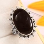 Black Onyx Size US 10 925 Sterling Silver Ring (REXT87-44)