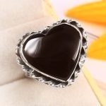 Black Onyx Size US 11 925 Sterling Silver Ring (REXT87-45)