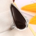 Black Onyx Size US 6 925 Sterling Silver Ring (REXT87-90)