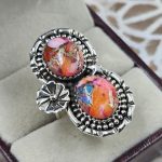 Pink Dahlia Turquoise 925 Sterling Silver Ring (REXT84-2)