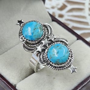 Mohave Turquoise 925 Sterling Silver Ring (REXT82-3)