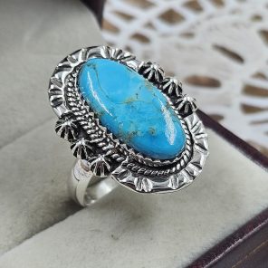 Mohave Turquoise 925 Sterling Silver Ring (REXT83-2)