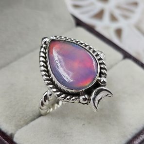 Aurora Opal Southwest Style 925 Sterling Silver Ring (REXT86-18)