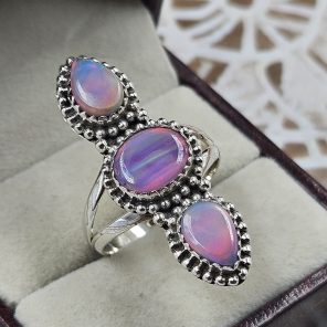 Aurora Opal Southwest Style 925 Sterling Silver Ring (REXT86-11)