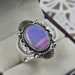 Aurora Opal Southwest Style 925 Sterling Silver Ring (REXT86-17)