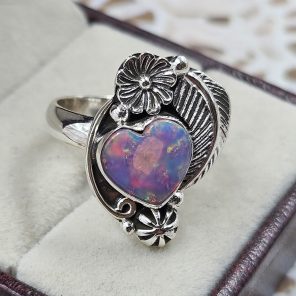 Aurora Opal Southwest Style 925 Sterling Silver Ring (REXT86-16)