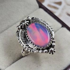 Aurora Opal Southwest Style 925 Sterling Silver Ring (REXT86-14)