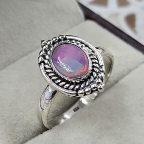 Aurora Opal Southwest Style 925 Sterling Silver Ring (REXT86-9)