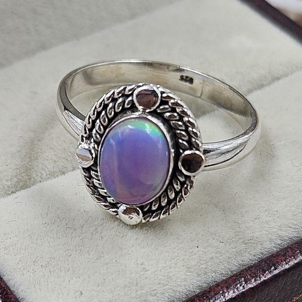 Aurora Opal Southwest Style 925 Sterling Silver Ring (REXT86-7) - Image 2