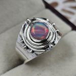 Aurora Opal Southwest Style 925 Sterling Silver Ring (REXT86-12)