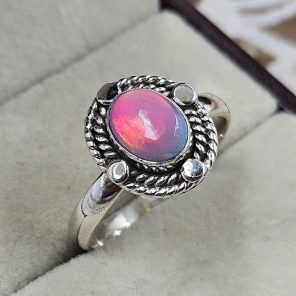 Aurora Opal Southwest Style 925 Sterling Silver Ring (REXT86-7)