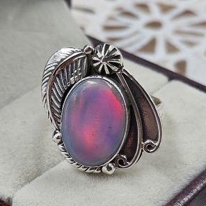 Aurora Opal Southwest Style 925 Sterling Silver Ring (REXT86-5)