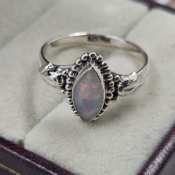Dainty Ethiopian Opal 925 Sterling Silver Ring (REXT88-19) - Image 2