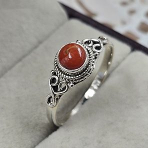 Dainty Coral 925 Sterling Silver Ring (REXT88-5)