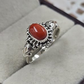 Dainty Coral 925 Sterling Silver Ring (REXT88-1)