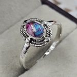 Dainty Pink Dahlia Turquoise 925 Sterling Silver Ring (REXT88-9)