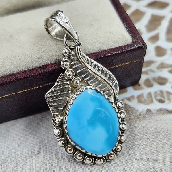 Fox Mines Turquoise 1.25" 925 Sterling Silver Pendant (REXT89-4)