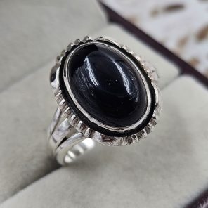Black Onyx 925 Sterling Silver Ring (REXT90-5)