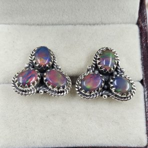 Aurora Opal 925 Sterling Silver Stud Earring (REXT89-9)
