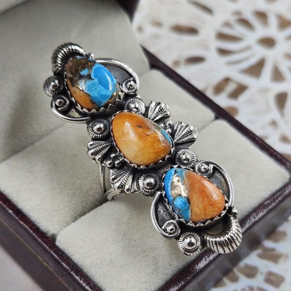 Spiny Oyster Turquoise 925 Sterling Silver Ring (REXT91-2)