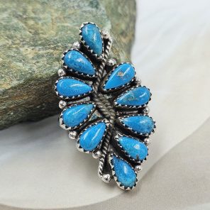 Kingman Turquoise 925 Sterling Silver Ring (REXT36-146)