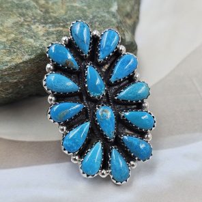 Kingman Turquoise 925 Sterling Silver Ring (REXT91-5)