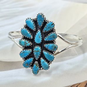 Kingman Turquoise 925 Sterling Silver Bangle Cuff (REXT81-4)