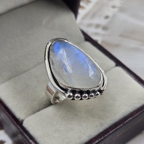 Rainbow Moonstone 925 Sterling Silver Ring (REXT93-4)