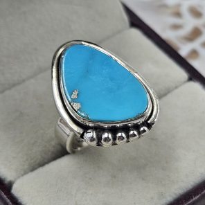 Kingman Turquoise 925 Sterling Silver Ring (REXT93-2)