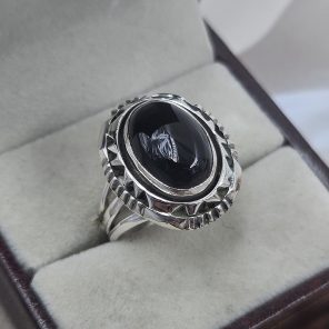 Black Onyx 925 Sterling Silver Ring (REXT94-2)