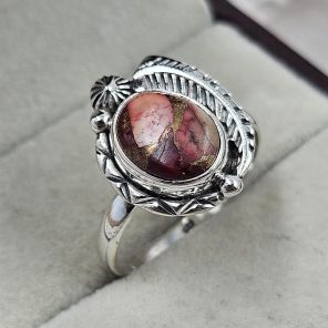 Pink Blossom Oyster 925 Sterling Silver Ring (REXT93-20)