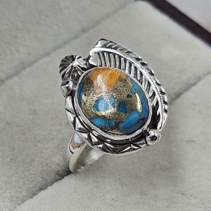 Spiny Oyster Turquoise 925 Sterling Silver Ring (REXT94-7)
