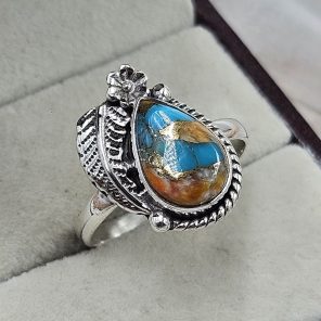 Spiny Oyster Turquoise 925 Sterling Silver Ring (REXT94-5)