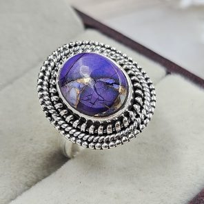 Purple Rose Dahlia 925 Sterling Silver Ring (REXT94-22)