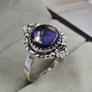 Purple Rose Dahlia 925 Sterling Silver Ring (REXT94-18)