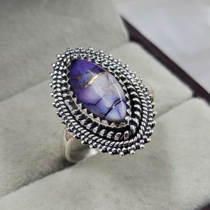 Purple Rose Dahlia 925 Sterling Silver Ring (REXT94-20)