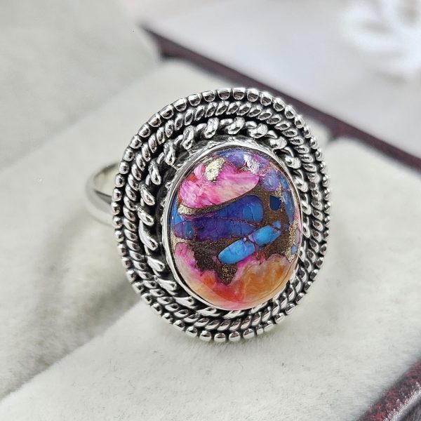Pink Dahlia Turquoise 925 Sterling Silver Ring (REXT94-11) - Image 2